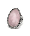 Large cabochon ring in pink quartz, silver and art deco marcasites