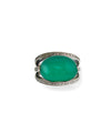 Green oval art deco ring in silver 925 and marcasites