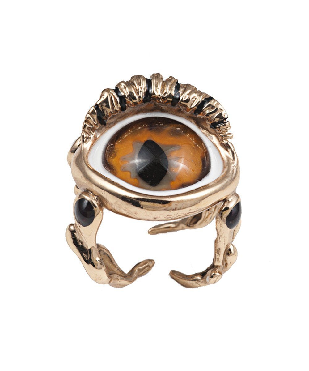 Bague oeil de serpent en bronze - Orange créateur Bague