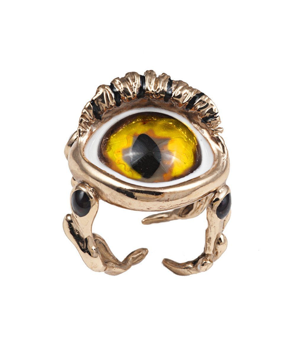Bague oeil de serpent en bronze - Jaune créateur Bague
