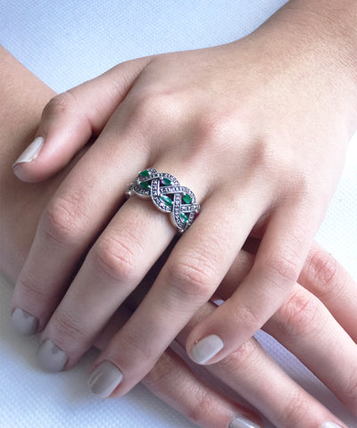 Marcasite and Emerald Ring Art Deco designer 1 scope