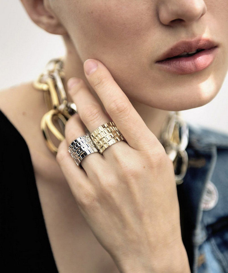 Golden Gearing Wide Ring - Isabelle Michel