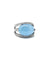 Blue jade art deco oval ring in 925 silver and marcasites