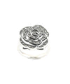 Rose flower ring in silver and marcasites creator art deco