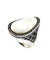Large mother-of-pearl cabochon ring, silver and art deco marcasites