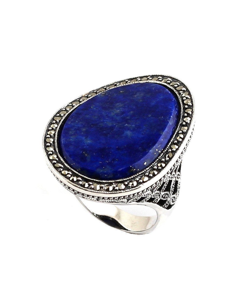 grosse-bague-lapis-lazuli-en-argent-et-marcassites-de-créateur-art-déco