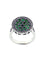 Emerald round ring, silver and marcasite creator art deco