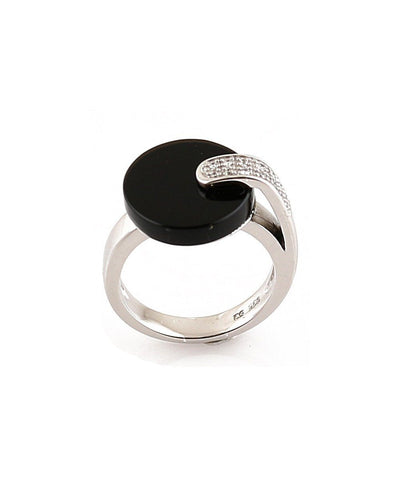 Onyx silver ring art deco designer