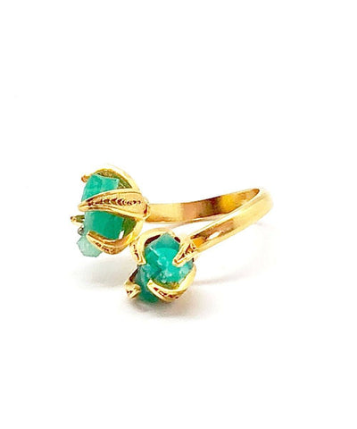 Amy Gattas Double Muzo Ring, Emerald Stone Designer