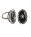 Silver Marcasite onyx ring and cultured pearl