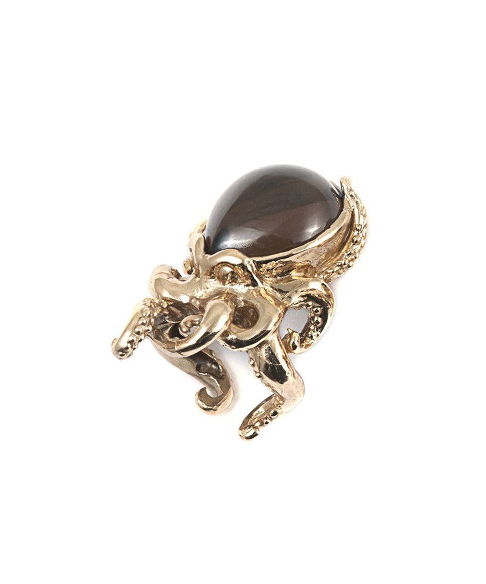 Bague Bernard Delettrez pieuvre en bronze et Quartz fumé créateur