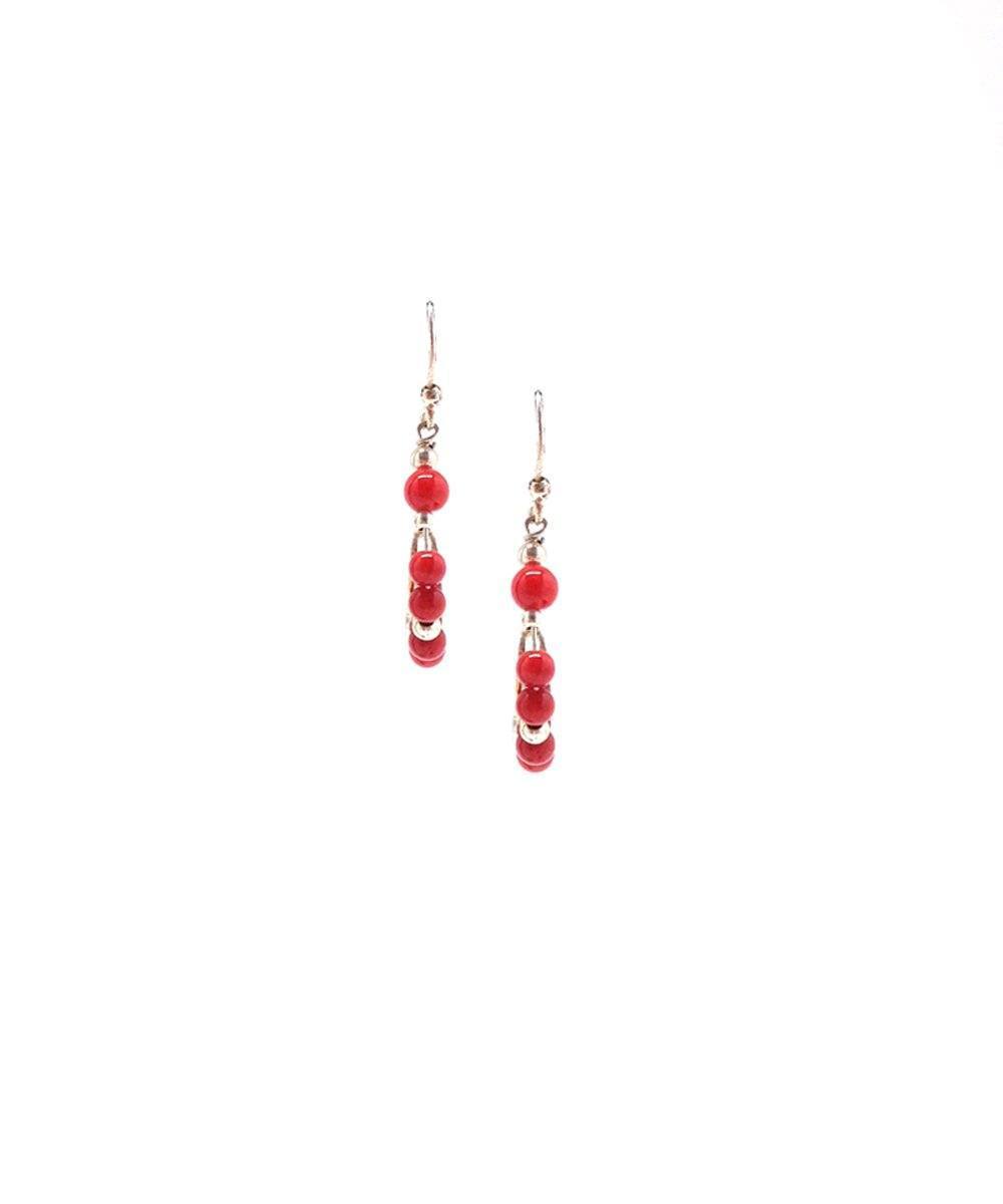 Boucles d'oreilles mini créole en corail et argent Editions LESSisRARE Bijoux
