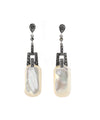 Designer mother of pearl and marcasite pendant earrings Earrings