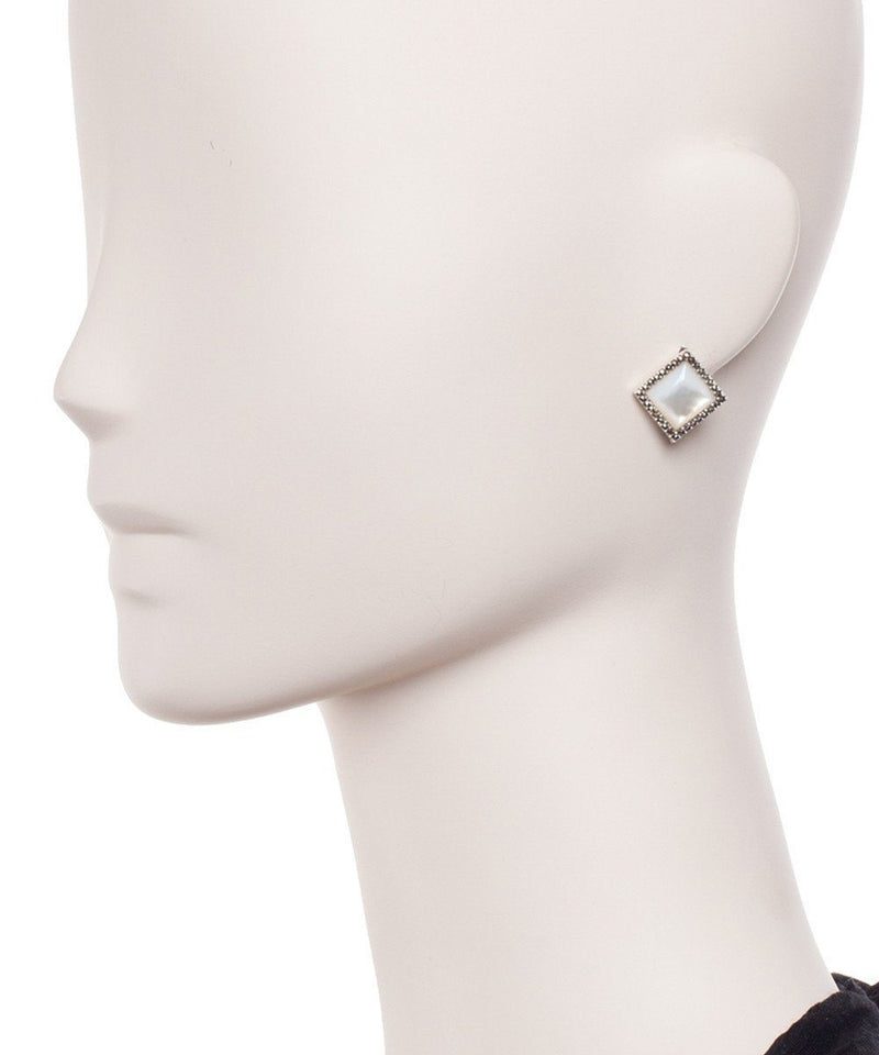 Diamond earrings in mother-of-pearl, marcasites and designer silver Earrings