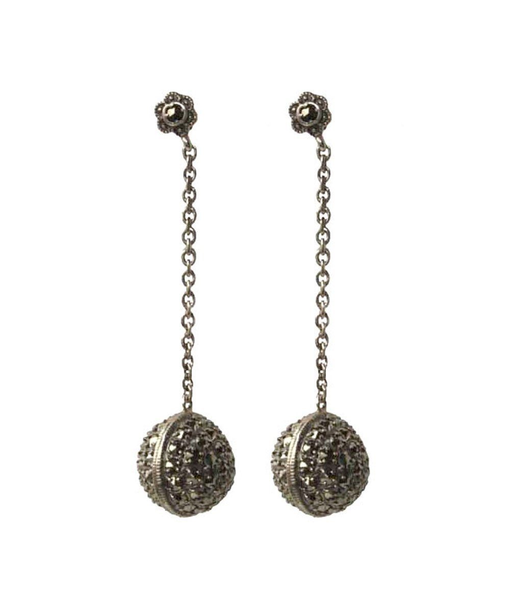 Boucles d'oreilles argent et perles de marcassites créateur Boucles d'oreilles