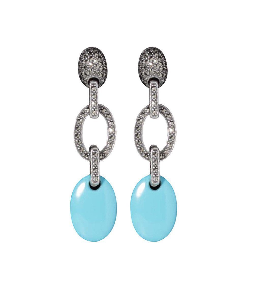 Boucles d'oreilles en turquoise et marcassites créateur Boucles d'oreilles