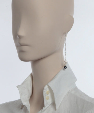Silver cross rhinestone and black pearl earrings designer earrings