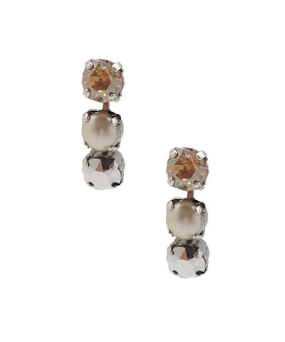vogline Swarovski crystals and designer cream pearl earrings