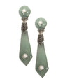 Antoinette dangling jade earrings in silver and marcasites