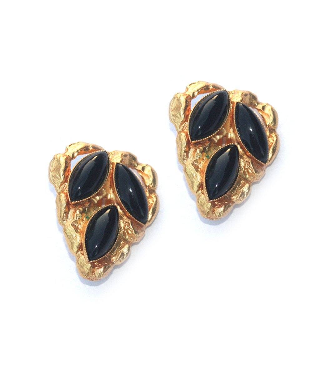 Boucles d'oreilles clip coeur navettes - Noir créateur Carole saint germes