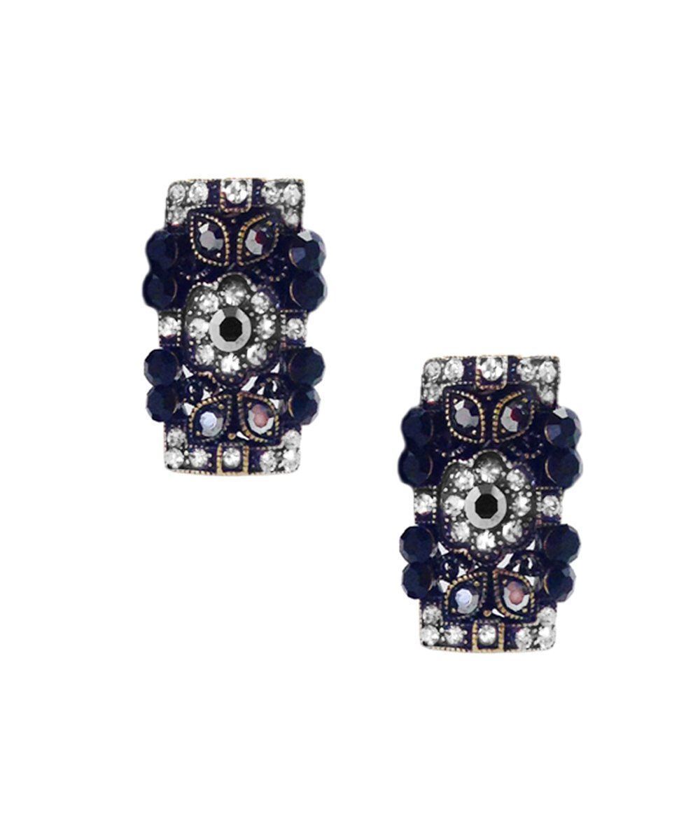 Boucles d'oreille clip rectangle noires - Editions LESSisRARE Bijoux