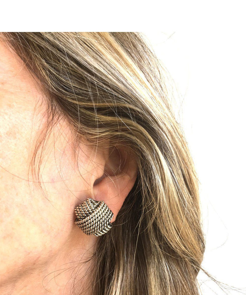 Silver plait clip earrings - Poggi