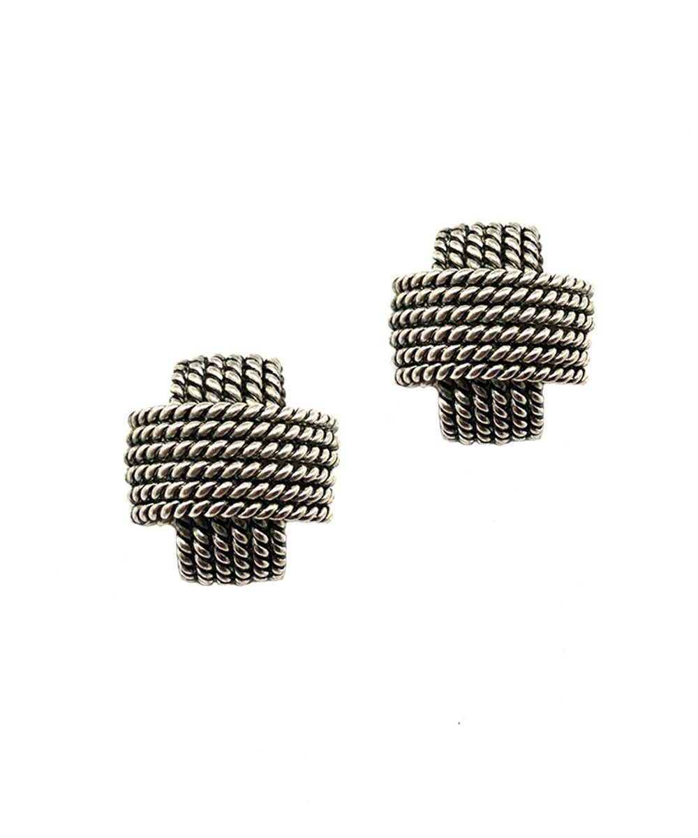 Boucles d'oreilles clip tresse argent - Poggi