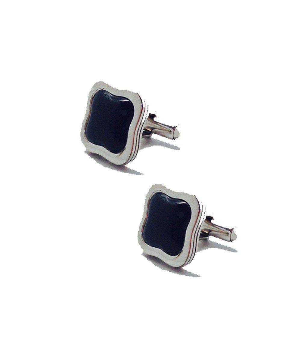 Boutons de manchette Art Déco en argent et onyx créateur Boutons de manchette
