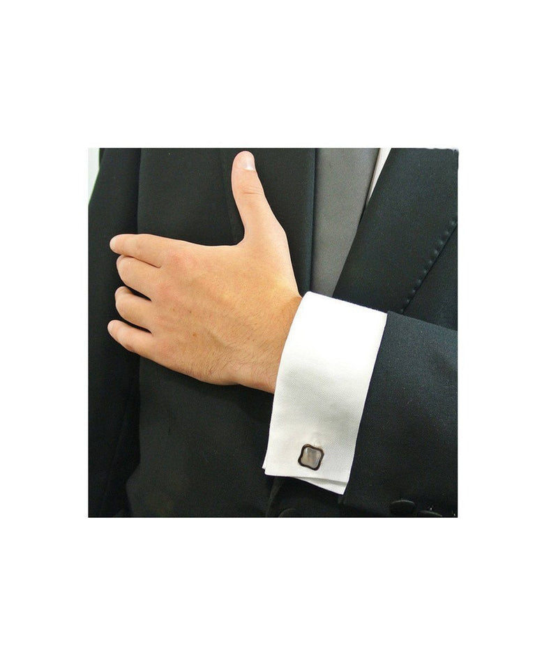 Art Deco cufflinks in silver and mother-of-pearl