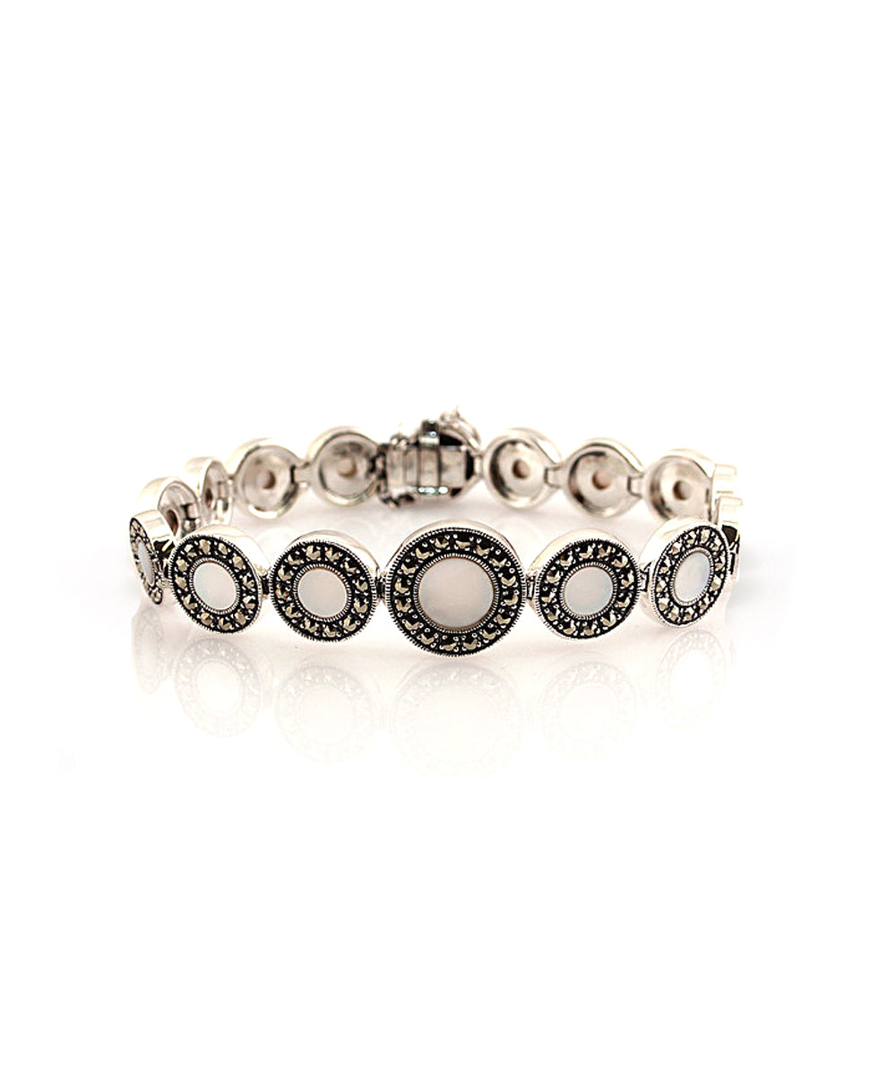 bracelet-nacre-argent-art-déco-marcassites