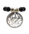 wrist beads onyx-black-silver pendant