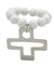 White pearl bracelet and large cross pendant - Editions LESSisRARE Bijoux