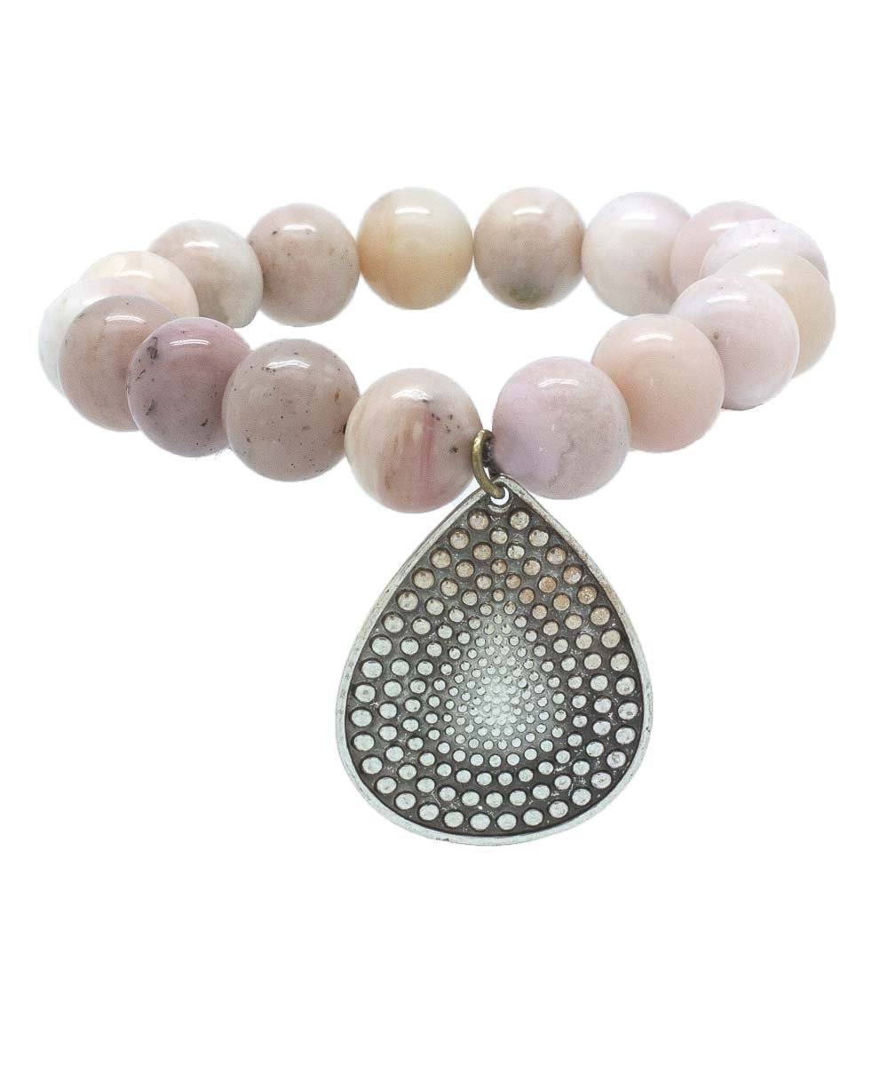 editions-lessisrare-bijoux-bracelet-lhassa-en-opales-roses-et-charm Editions LESSisRARE Bijoux