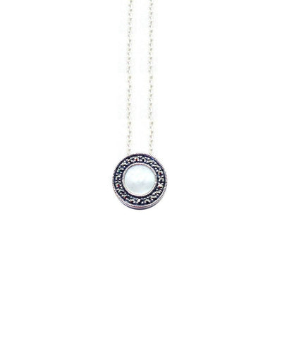 Metron-pendant-round pearl-marcasite