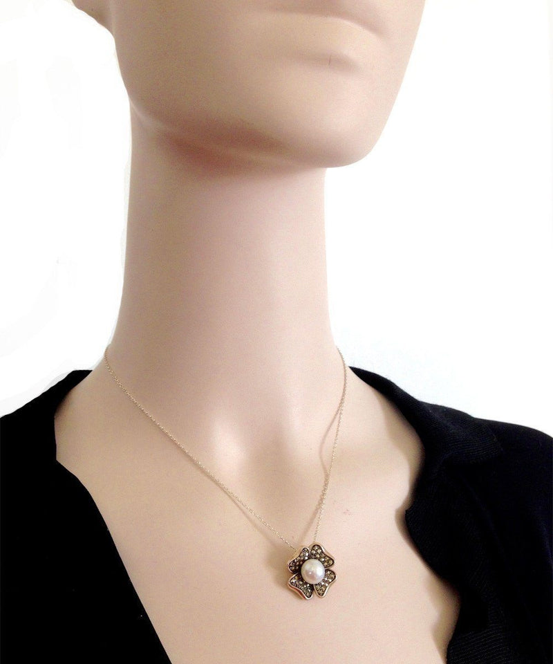 Clover pendant in marcasites, silver and cultured pearl - Metron