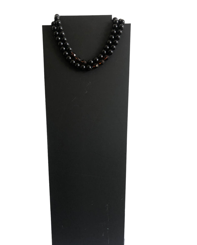 Necklace of black pearls and smoky quartz - FlotB