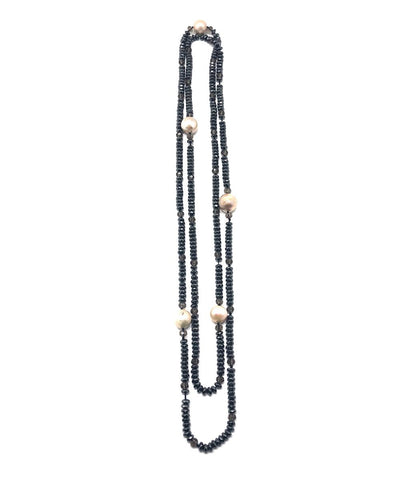 Long necklace beads and hematites gray Editions LESSisRARE Pearls