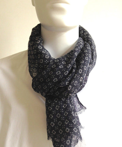 Rosette marine scarf - LESSisRARE Editions worn