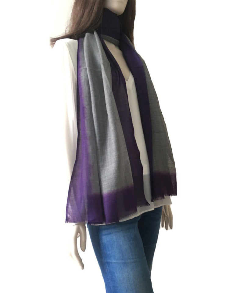 Gray wool scarf Tie and Dye - Editions LESSisRARE