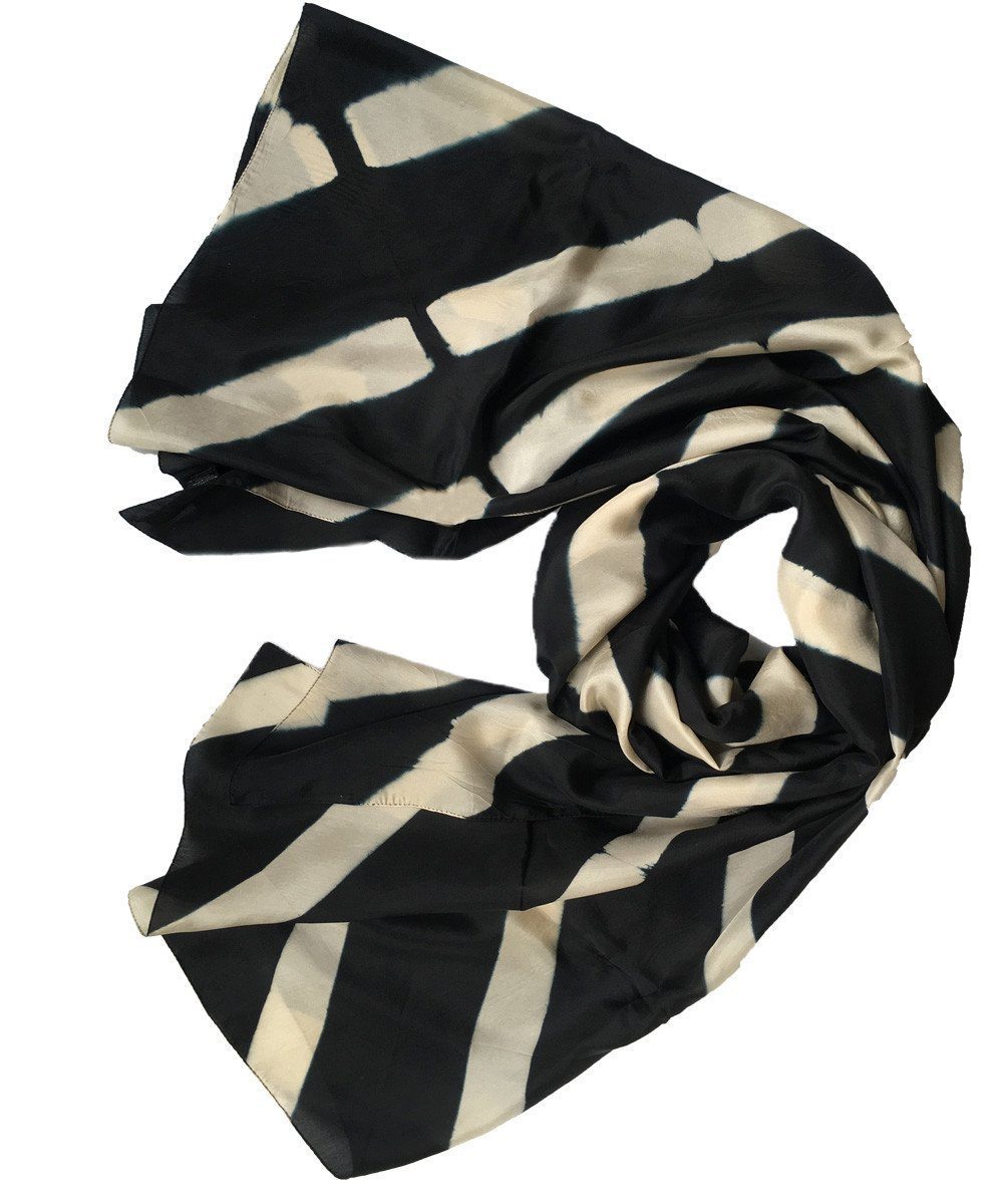 Grand foulard soie homme - foulard noir gris - foulard mixte