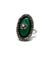 Marcasite silver green agate ring and cultured pearl art deco style