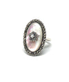 Silver Marcasite mother of pearl ring and art deco cultured pearl