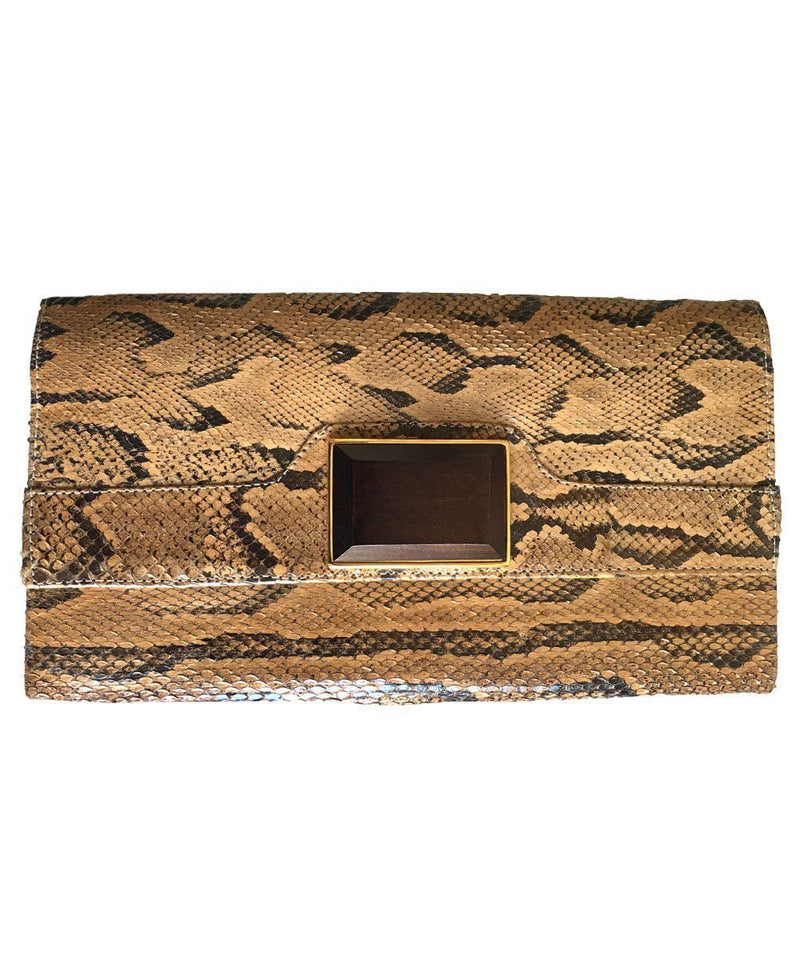 Python beige clutch bag - Editions LESSisRARE