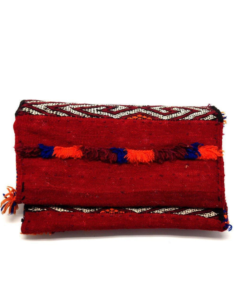 Kilim Pouch with fringes - Red - El Jenna