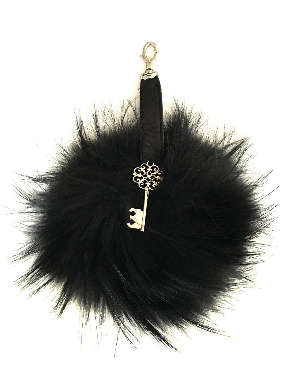 Bijou de sac pompon en marmotte et cuir noir Editions LESSisRARE