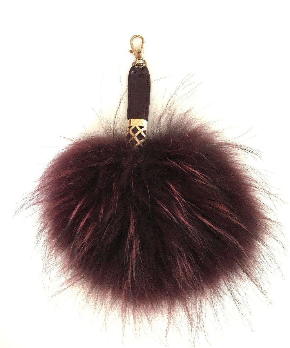 Bijou de sac pompon en marmotte et cuir bordeau Editions LESSisRARE