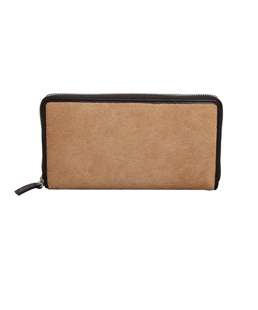 Portefeuille en cuir-veau façon poulain beige