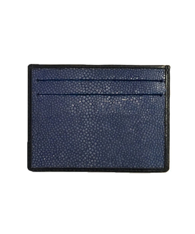 Blue shagreen card holder - Large size - Galerie Galuchat